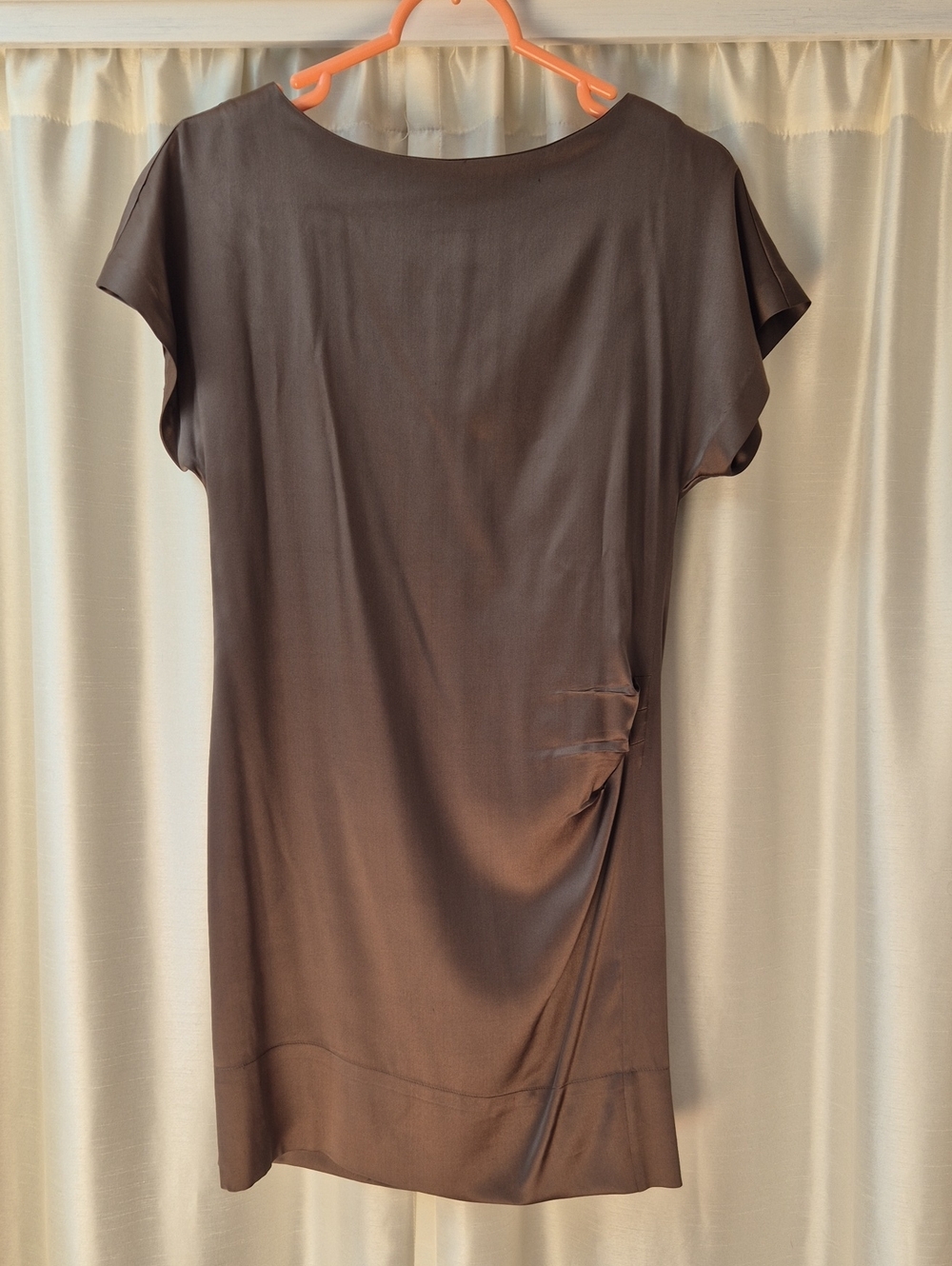 Banana Republic Mushroom Brown Short Sleeve Silk Shift Dress